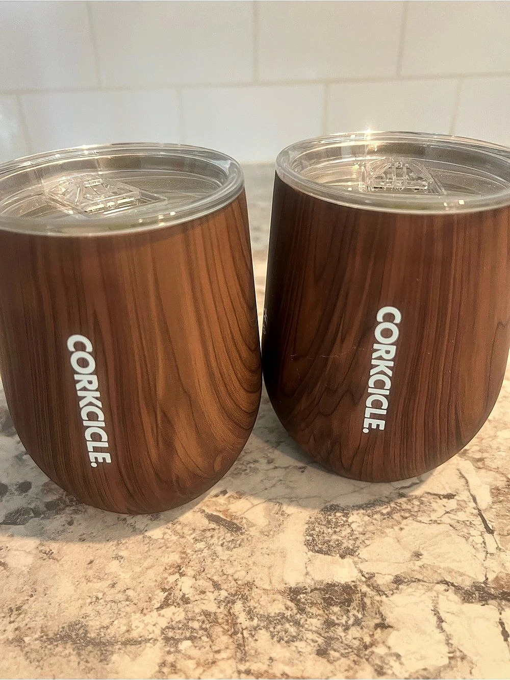 CORKCICLE 12 oz Stemless Tumbler Wood Grain Tumblers Set of 2 TimberTech Cups